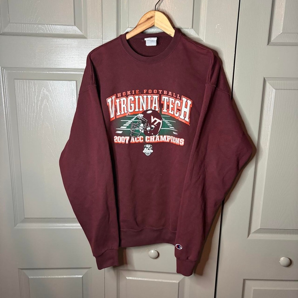 Champion Virginia Tech Hokies 2007 ACC Champions Sweatshirt Mens XL Burgundy